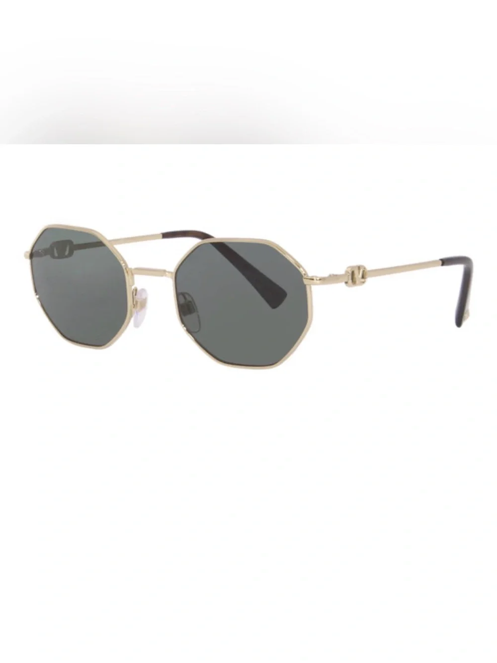 Valentino Garavani Octagonal Metal Sunglasses with a gold Vlogo chain